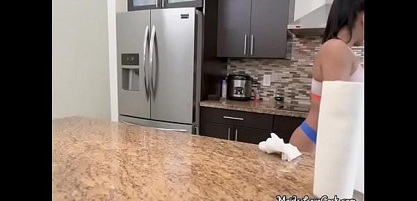  Half Naked Maid Mia Martinez Cleans For Boss